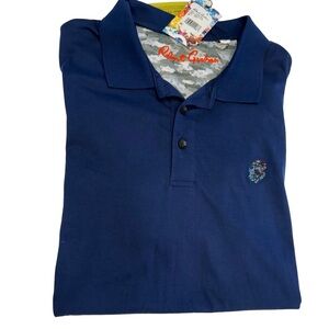 Robert Graham Polo Shirt Men’s Medium Classic Fit Navy Blue Cotton NWT